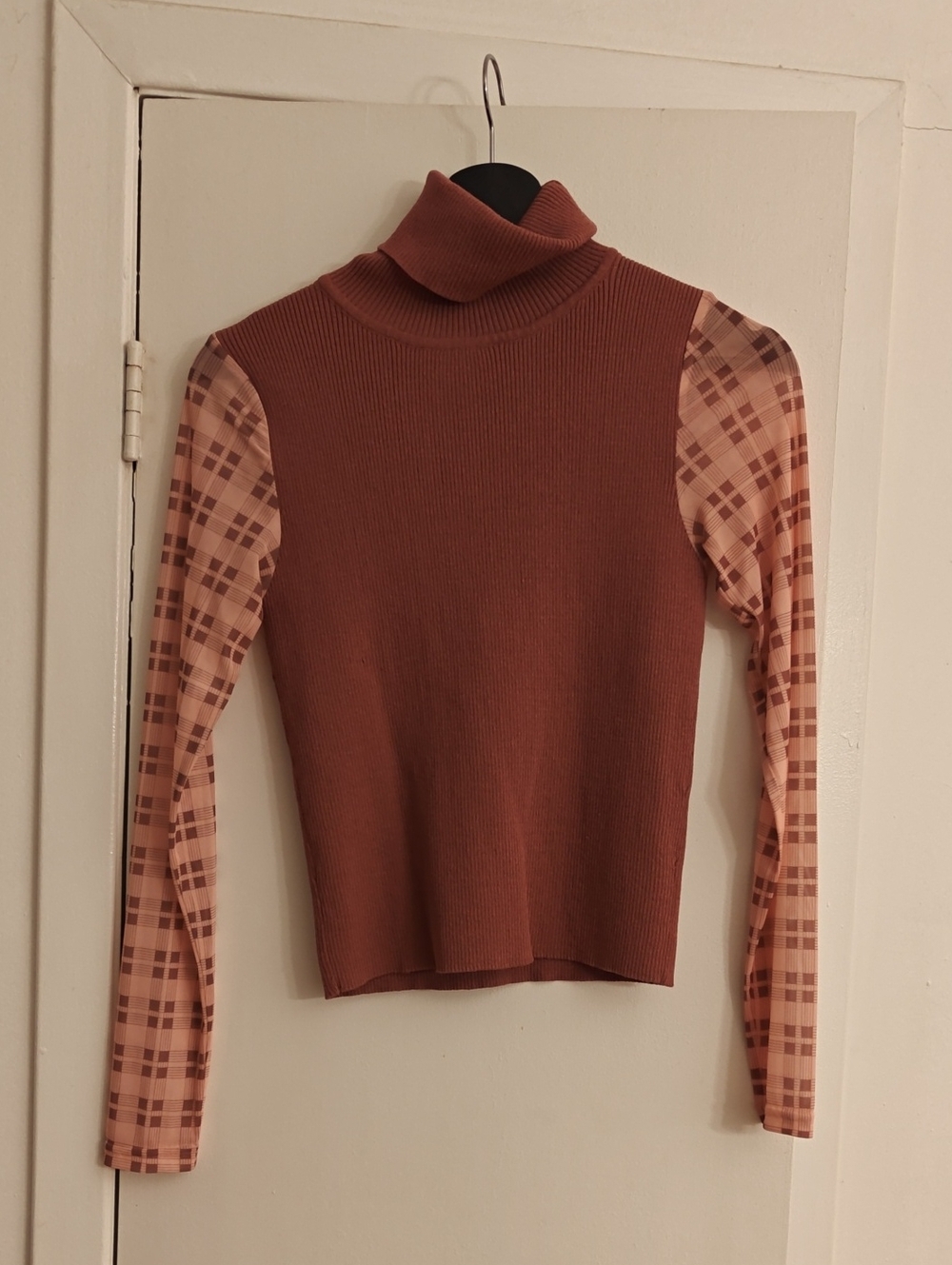 Zara Dusty Rose Ribbed Turtleneck Sweater